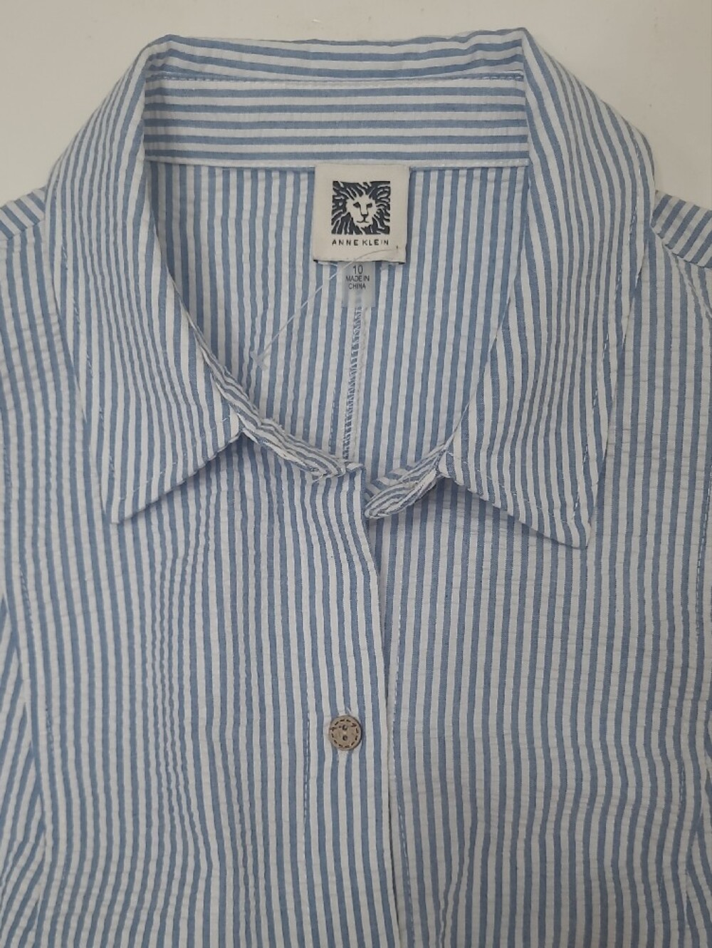 Anne Klein Calf Length Dress Striped Sleeveless Shirt Collared Button Up Front - Picture 10 of 16